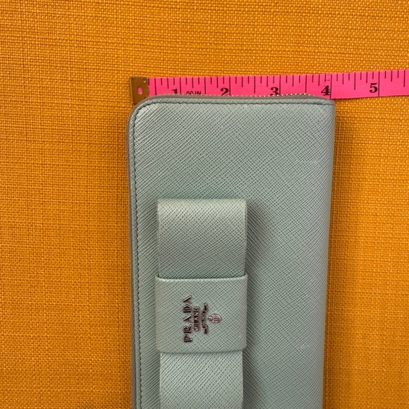 Prada Fiocco Bow Wallet in Acquamarina Saffiano Leather - Picture 14 of 15